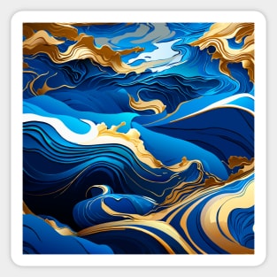 Liquid marble and gold waves Sticker